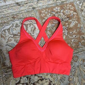 Athleta Sports Bra Small Adjustable Side Neon Red Coral Be Bold